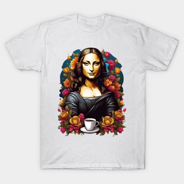 mona lisa coffee time T-Shirt by Dandeliontattoo